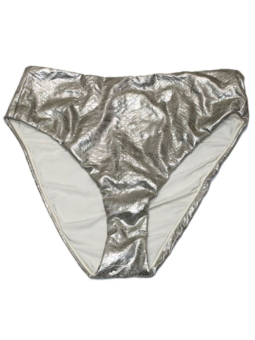Good American Good Waist Bikini Bottoms GSW0101 Silver Snake Size 3